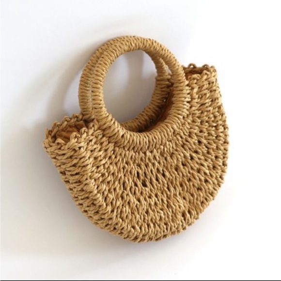 New half moon shaped beach woven straw hanbags - Picture 5 of 6